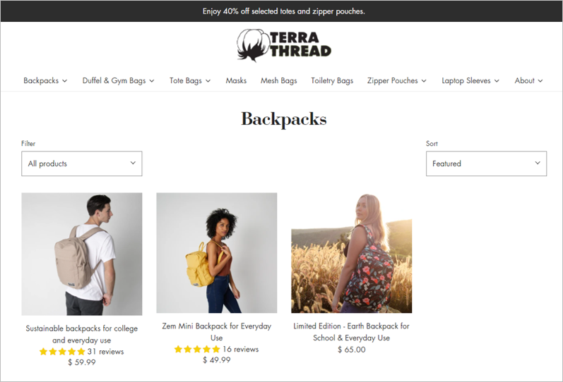 terra thread eco friendly backpacks