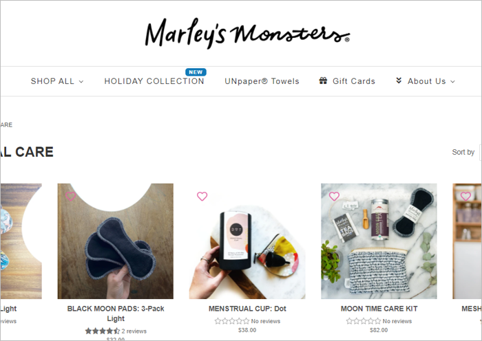 marleys monsters eco-friendly feminine products