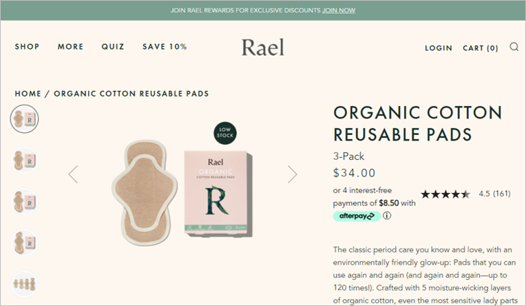 rael eco-friendly feminine products