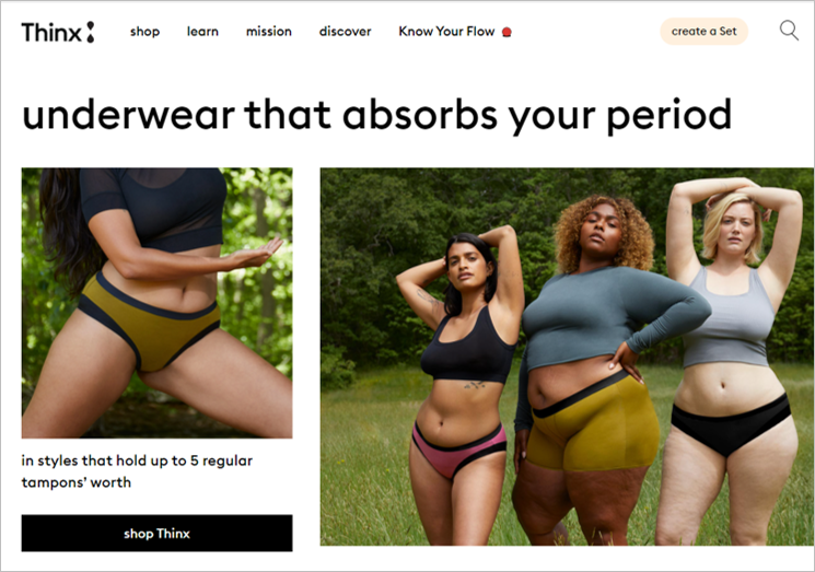 thinx eco-friendly feminine products