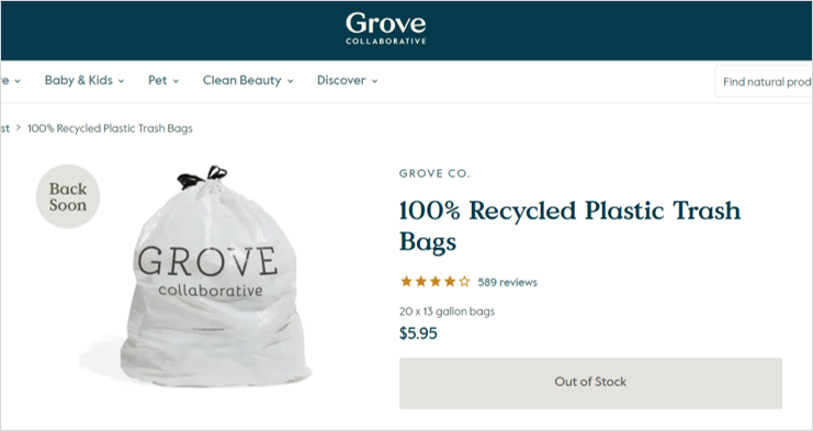 grove recycled trash bags sustainable office supplies