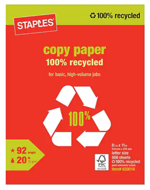 staples recycled copy paper sustainable office supplies