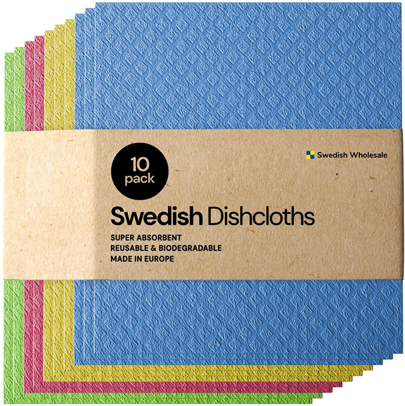 Wowables, Swedish Dish Cloths on a Roll, Reusable & Biodegradable Paper  Towels, 30 Count Roll, 2 PACK